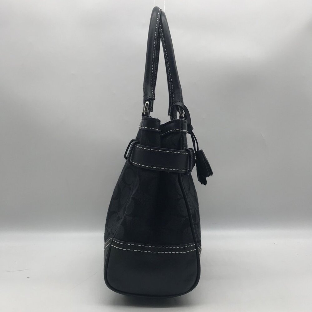 Coach Black Signature Canvas Hampton Belted Satchel Bag - Picture 4 of 12